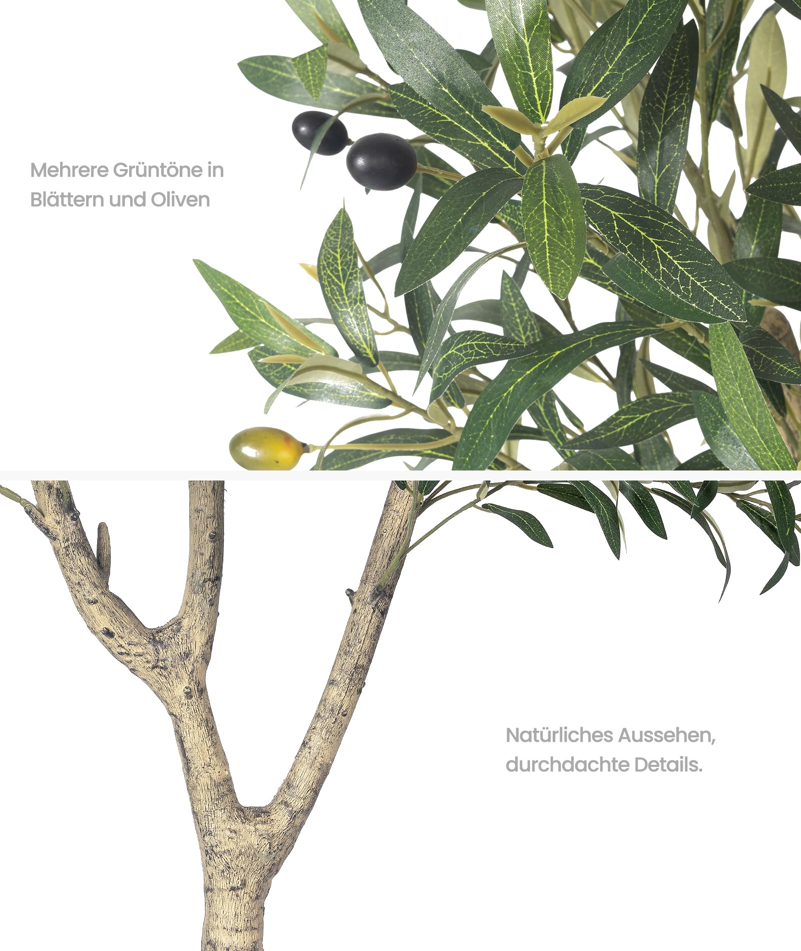 Olivenbaum Künstlich - 150cm Kunstpflanze Olivenbaum wie echt | Künstliche Pflanzen Groß Olivenbaumpflanze im Topf, Künstlicher Olivenbaum Deko für Wohnzimmer, Schlafzimmer, Büro, Garten