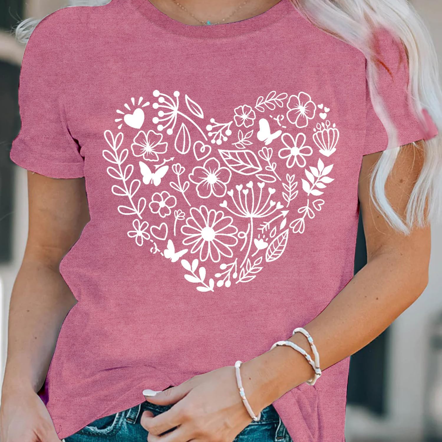 LBP Womens Floral Heart Shirt Nature Plant Lovers Casual Gifts for Women image 4