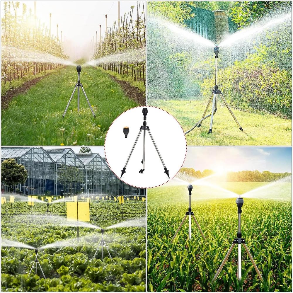 360 Grad Rotating Tripod Sprinkler,Rasensprenger Große Flächen,Regner Stativ Für Rasensprenger, Automatisch Rotierende Stativsprinkler Garden Sprinkler Bewässerungssystem Für Hof, Garten, Rasen-3pcs