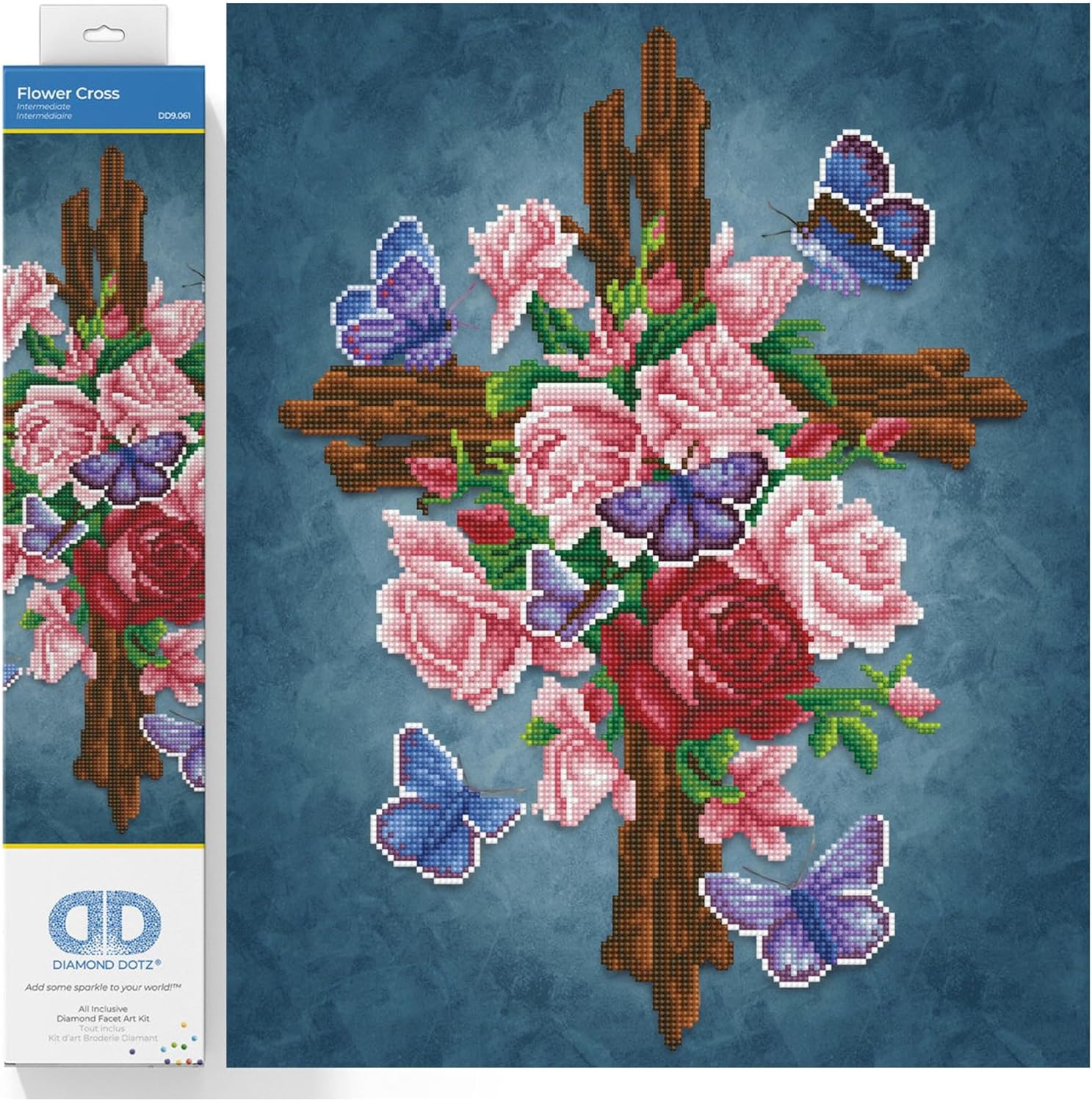 DIAMOND DOTZ Flower Cross Diamond Painting Kits for Adults - Diamond Art Kits a Relaxing Creative Craft Kit with Dotz Gems 16x20