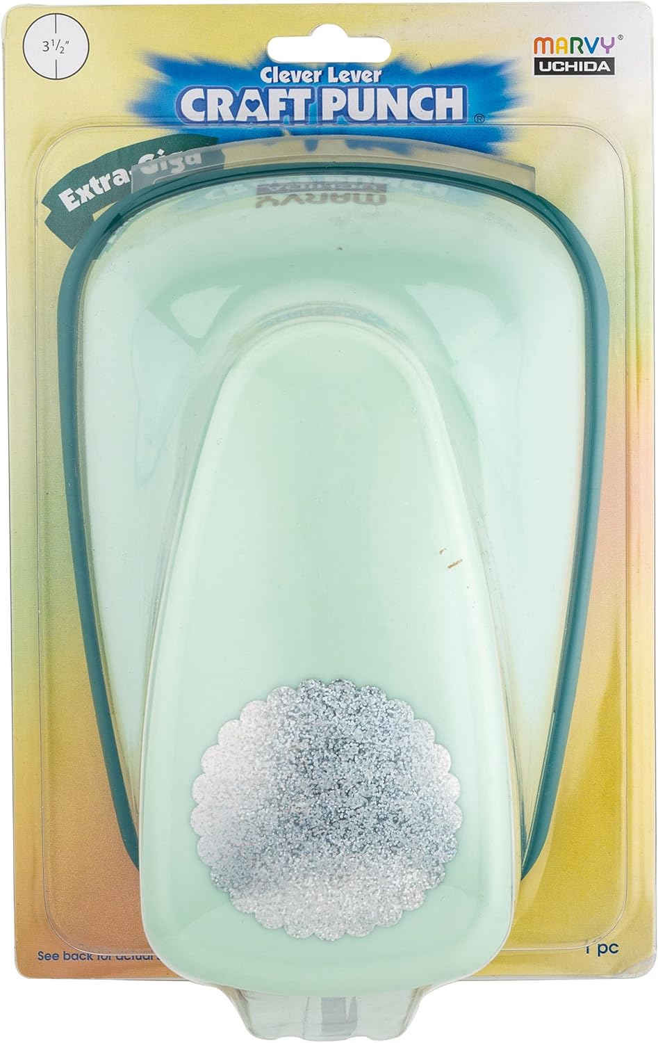 Uchida Of America Uchida LV-XGCP65 Clever Lever Extra-Giga Craft Punch, Scalloped Circle, Black