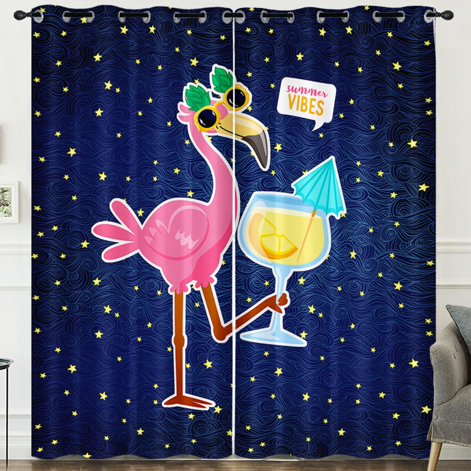 HOSIMA Romantic Paris Curtains for Living Room Bedroom Decor,City of Love French Eiffel Tower Perfume Rose Pattern Curtains 45 Inch Long 2 Panels Teen Girls Trendy Stuff Room Decor.