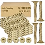 Yaocom 630 Pcs Wood to Metal Screws Bronze Self Drilling #10-16 x 1-1/4