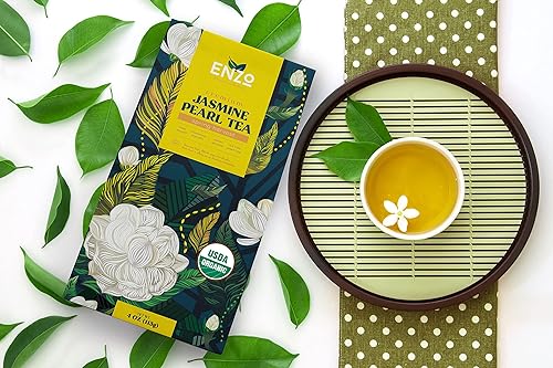 Miniatura 9 de Perlas de té verde de jazmín orgánico, 4 onzas, 3.99 oz, té de perlas de dragón por Enzo, experimenta el aroma calmante de jazmín suaviza la cafeína