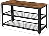 Vasagle Shoe Loom, 2 Shelves Shoe Holder, Shoe Storage, 73 X 30 X 45 cm, For Entrance Area, Hallway, Living Room, Metal Frame, Industrial Design, Vintage Brown-Black Lbs73X