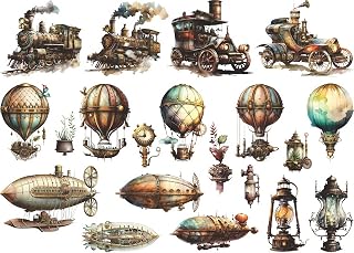 Steampunk Transport Rice Paper, 11.5 x 16 inch (1pc) - Mulberry Paper for Decoupage Furniture Print Crafts