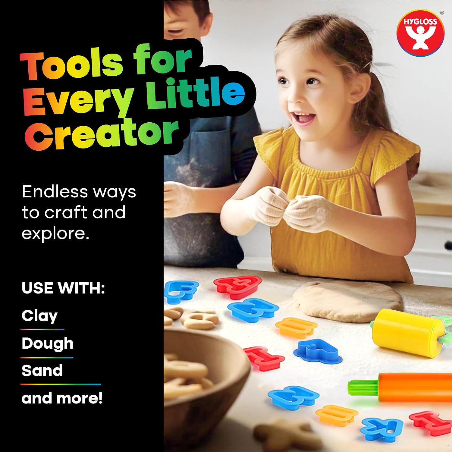 Hygloss 46 Pcs Dough Tools Set, Extruders + Numbers & Alphabet Cutters