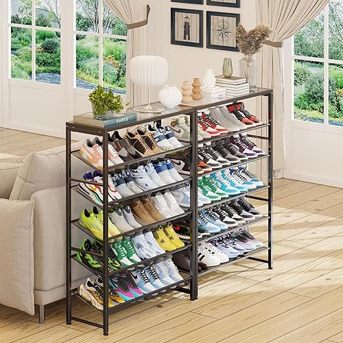 Miniatura 2 de Simple Trending Zapatero, organizador de zapatos de 6 niveles con capacidad para 25 pares, almacenamiento de zapatos de metal con estantes