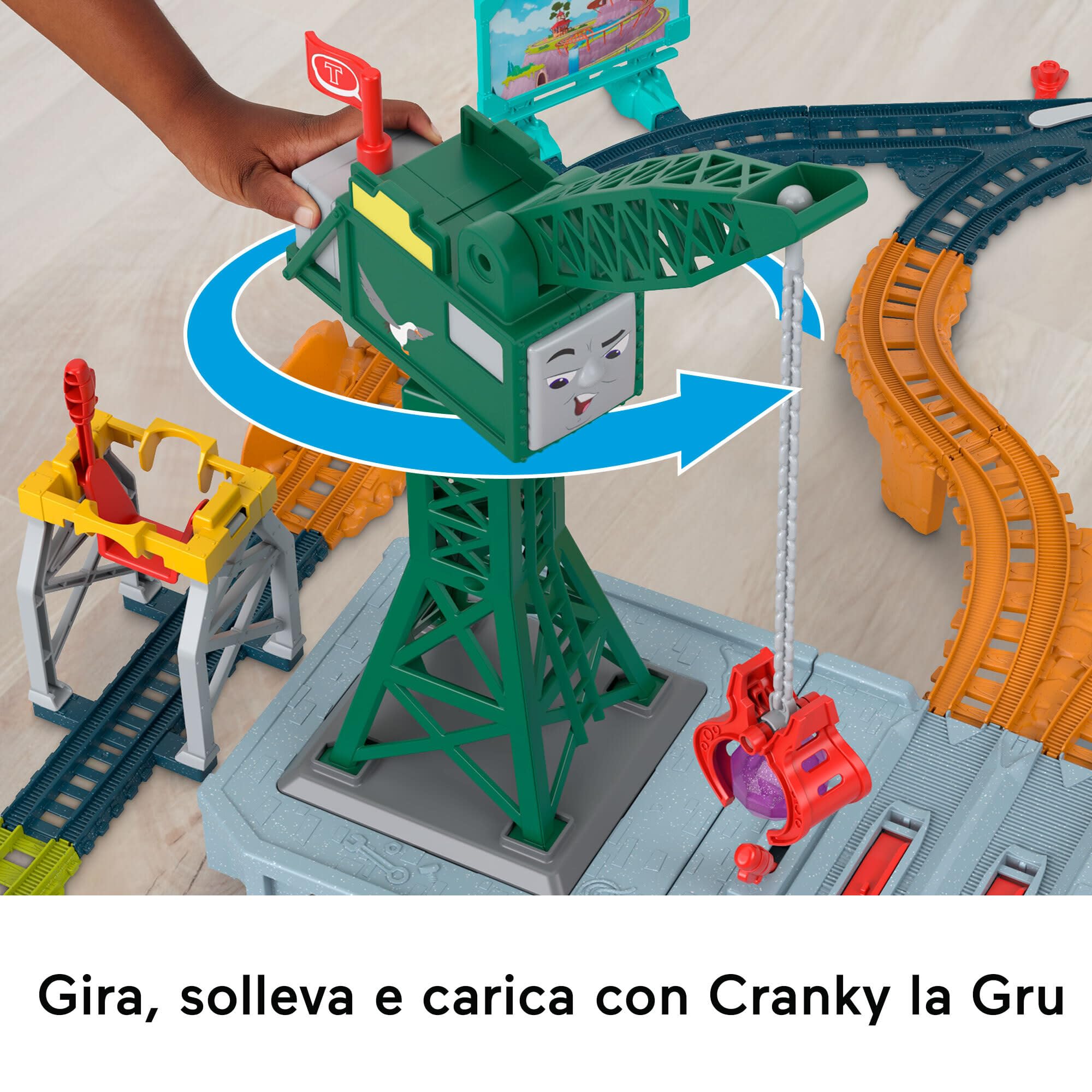 Il Trenino Thomas - I Suoni di Sodor Cranky Delivery, set con tre personaggi della serie, pista con suoni e trenini motorizzati a pile, giocattolo per bambini, 3+ anni, HXG13