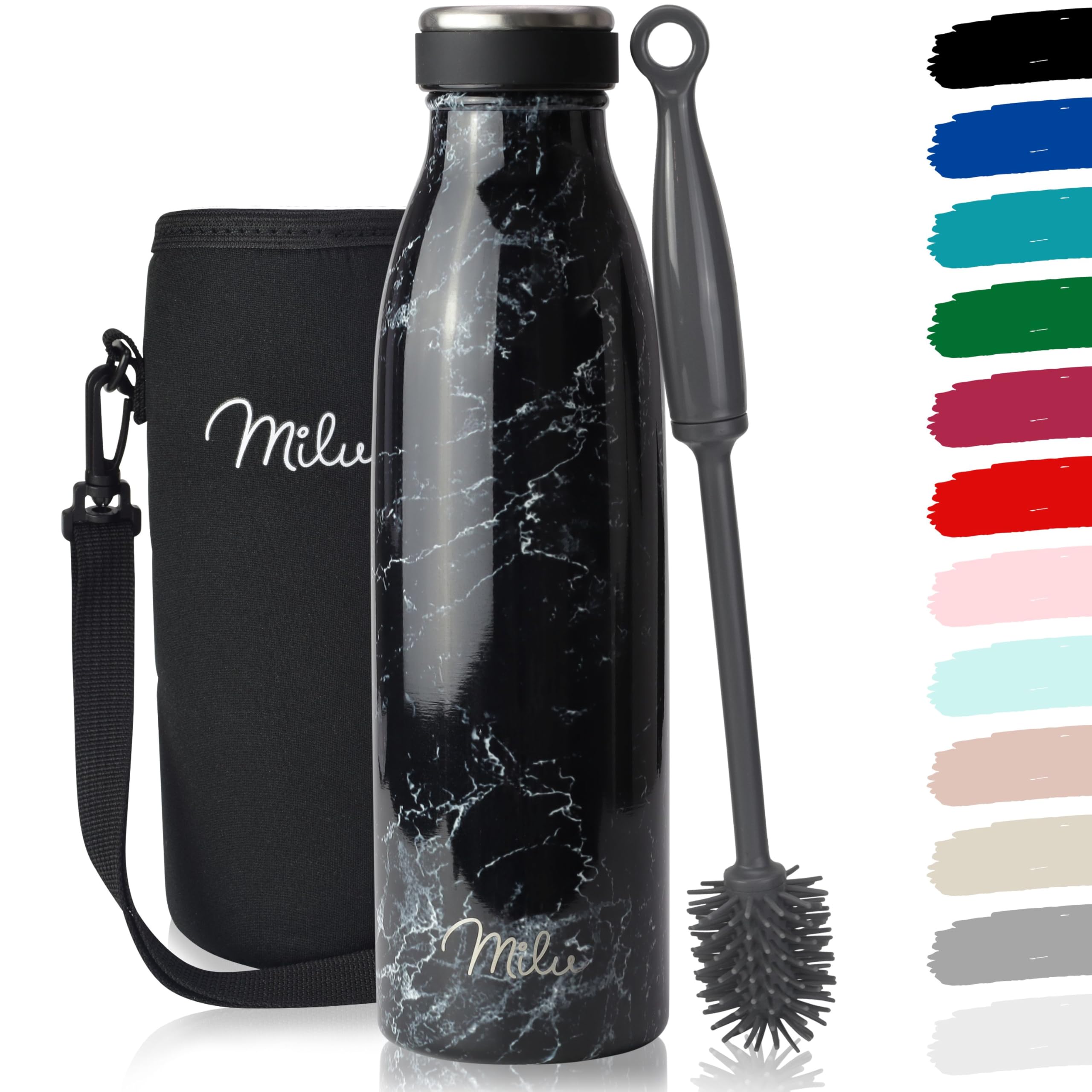 Milu Stainless Steel Drinking Bottle 350 ml - Insulated Thermo Flask for Water - Leak Proof, Insulated and Double Walled, Carbonated (Grey, 350 ml) — view 64