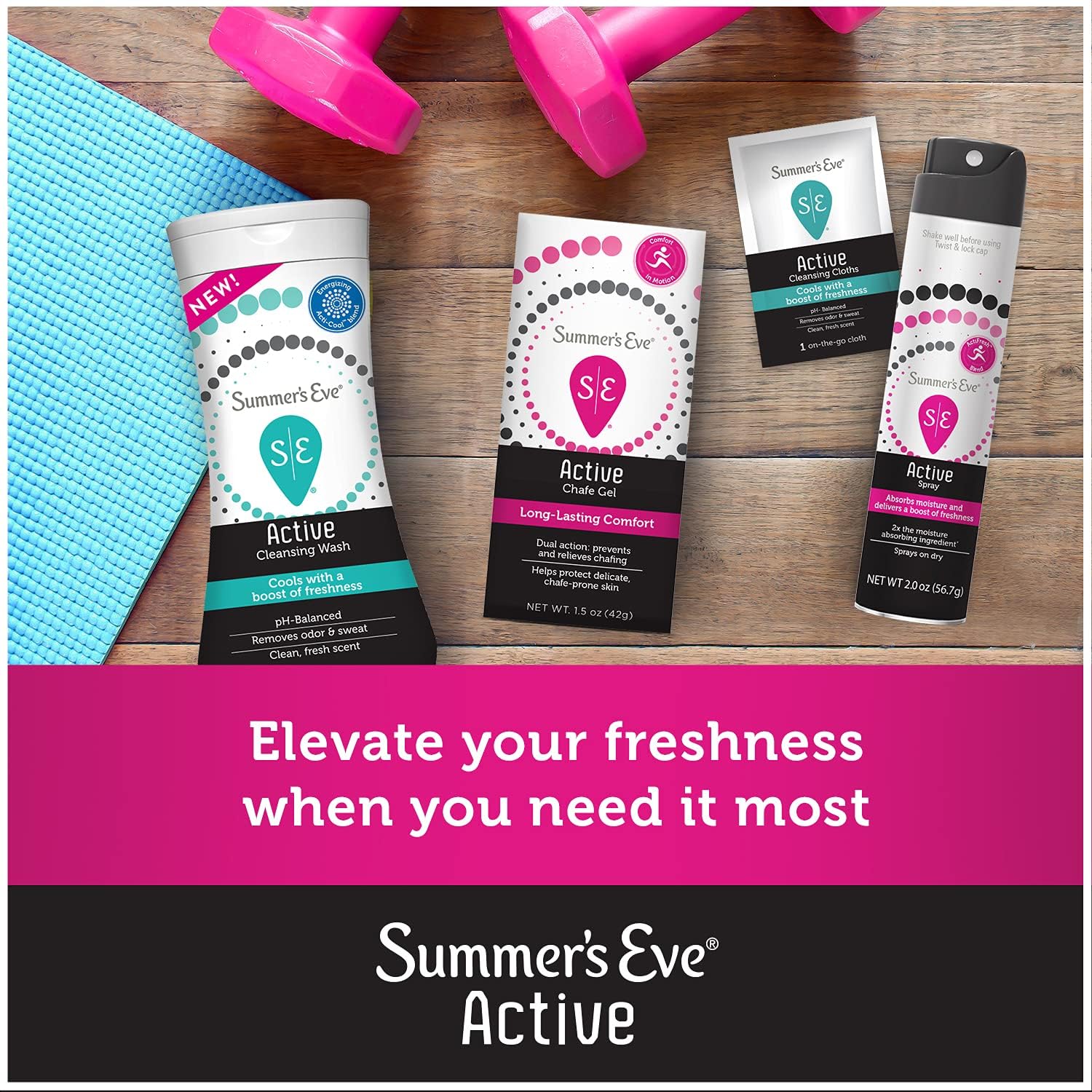 Summer's Eve Active Freshening Spray, Absorbs Moisture, 2 oz : Health & Household