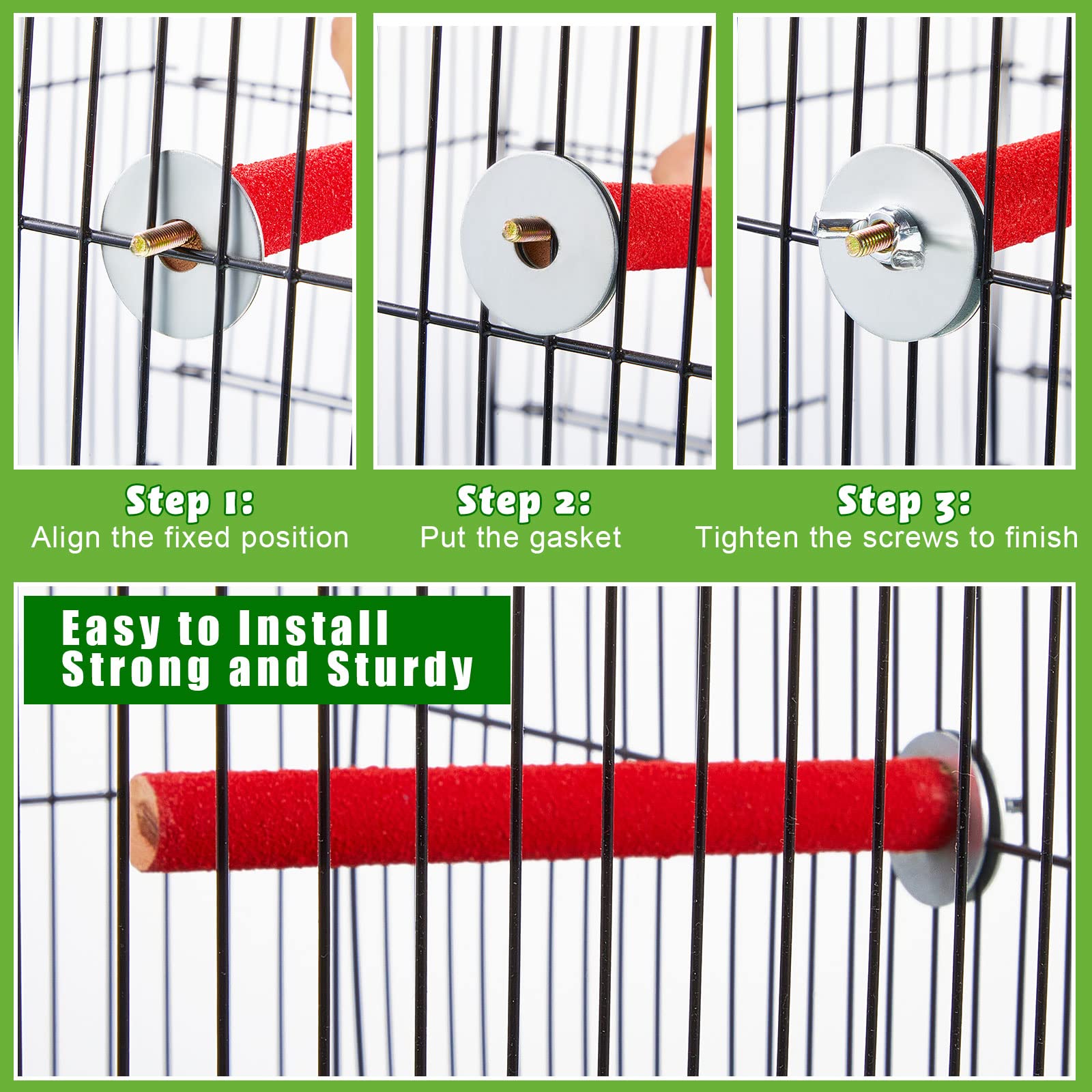 10 Pieces Bird Perch Stand Parrot Stand Paw Grinding Stick Parrot Perch Rough Surfaced Bird Cage Stand Colorful Wooden Parakeet Perch Toys for Cockatiels Cage Accessories 2
