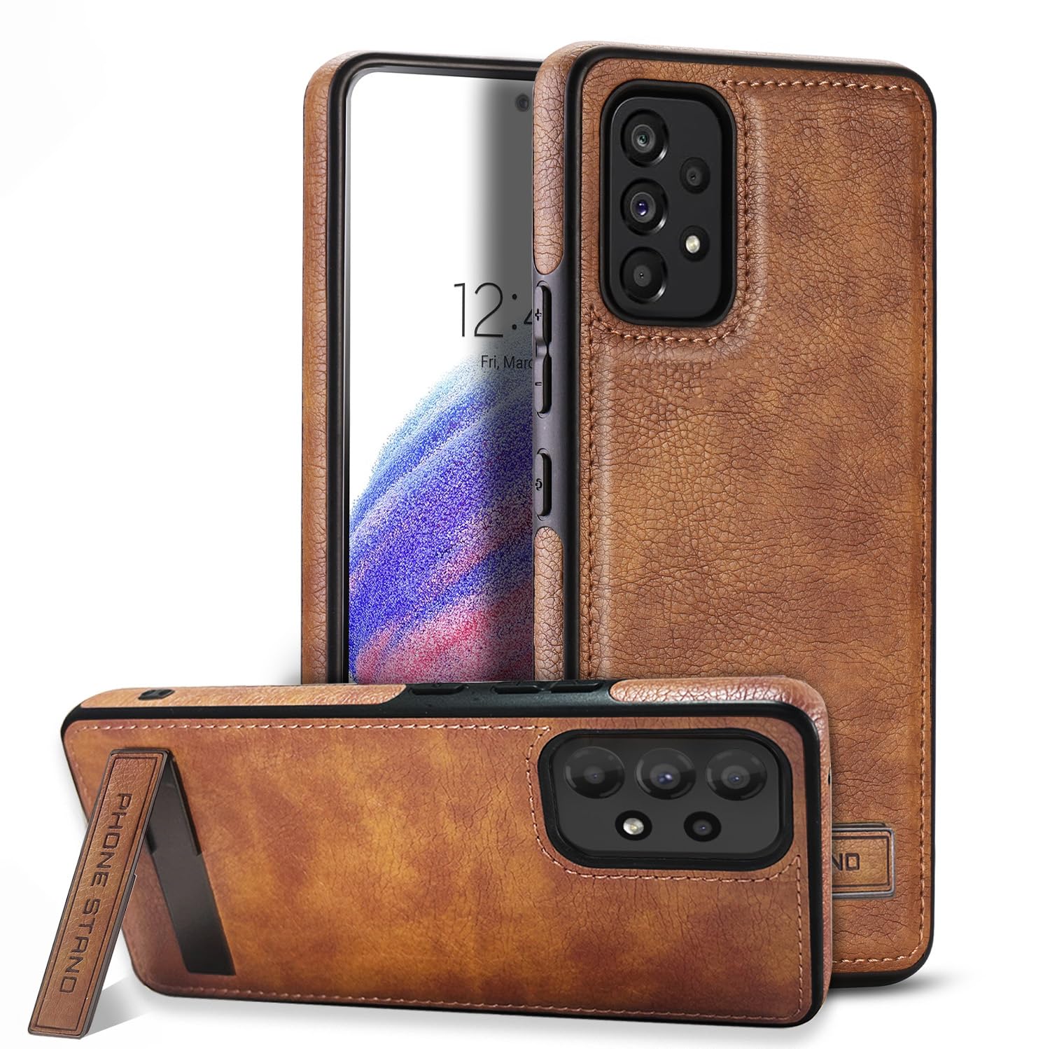 Amazon.com: KSELF Leather Case with Stand for Samsung Galaxy A53 5G,  Shockproof Soft Grip Luxury Cover, Slim with Kickstand Phone Case, Brown :  Cell Phones & Accessories