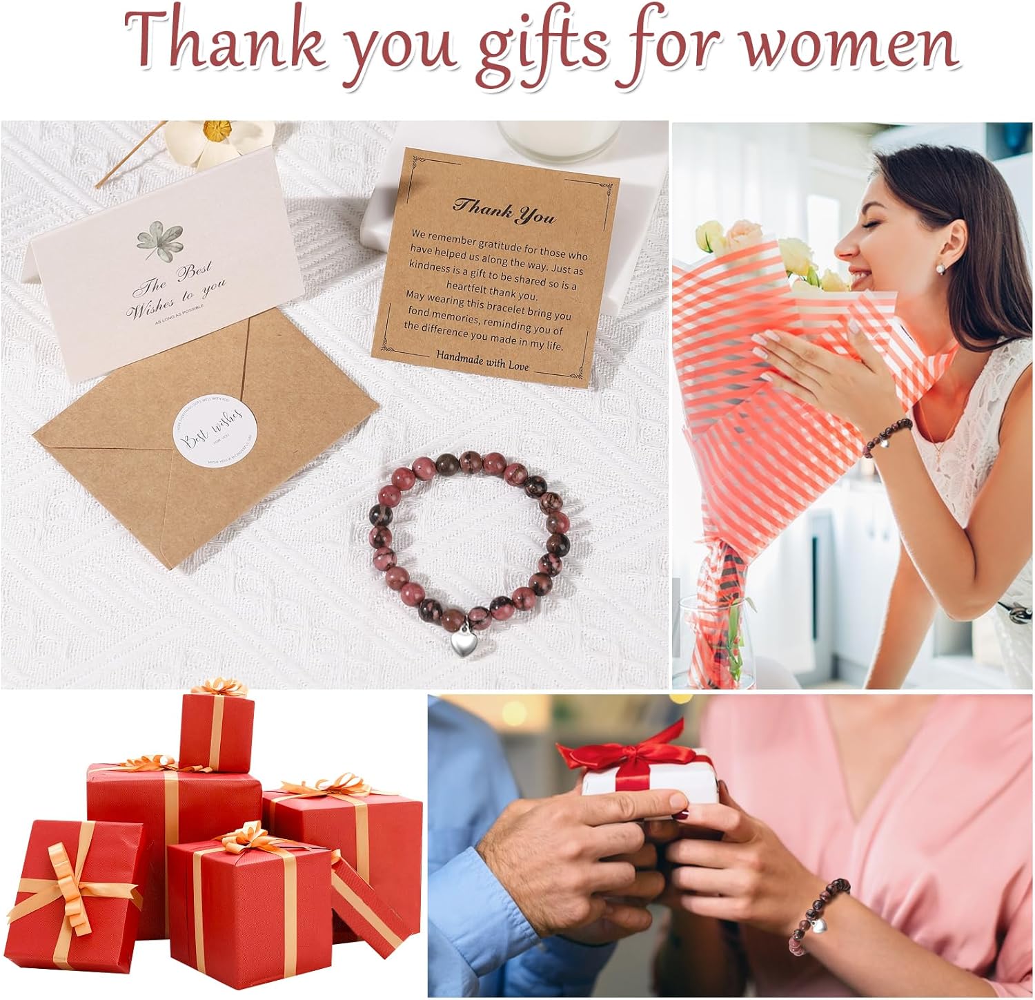 Thank You Gifts for Women Natural Stone Retirement Bracelet Appreciation Gifts for Women Grateful Gifts for Female Teacher Coworkers Boss Volunteer Nurse Doctor Manager Director - Image 4