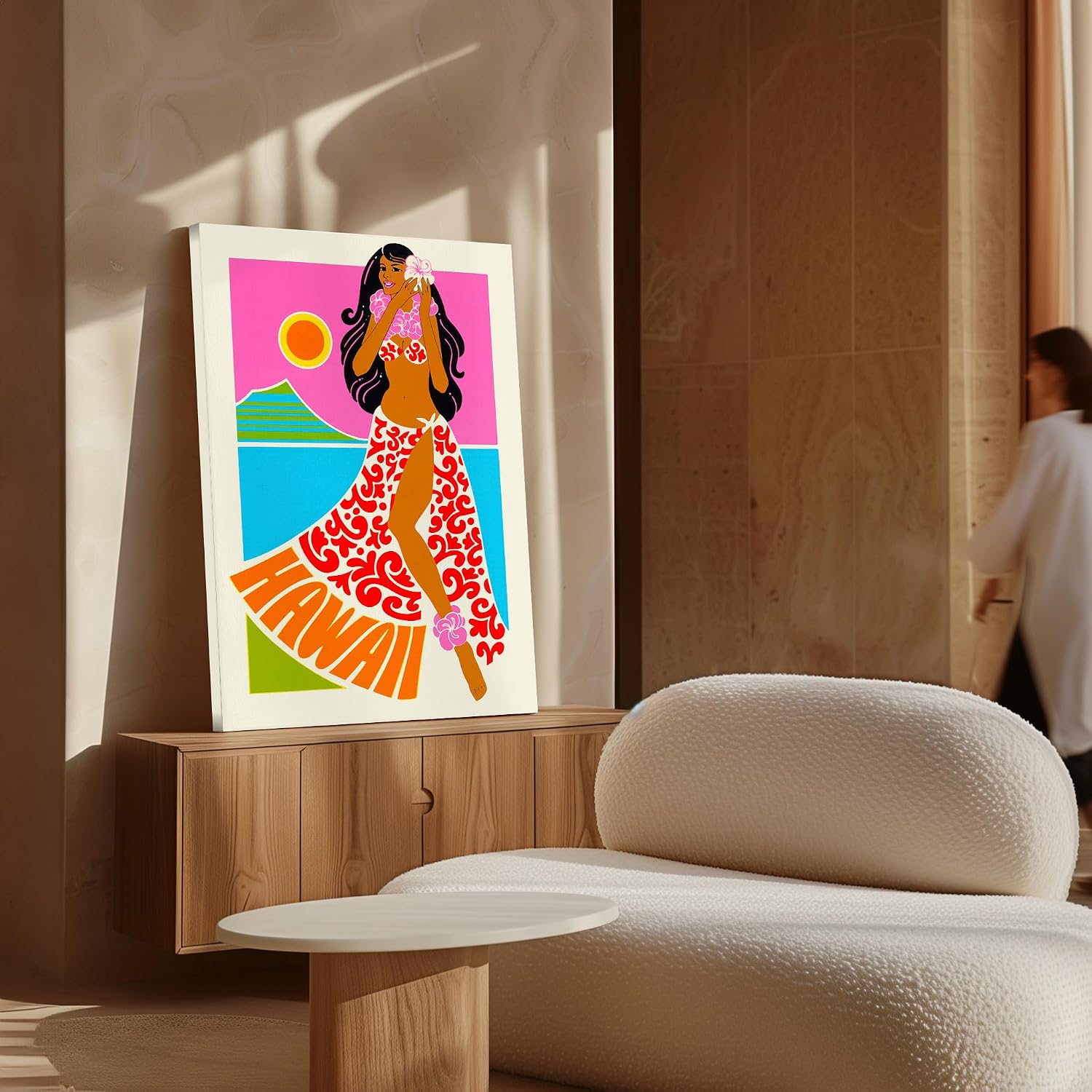 Poster Master Travel Canvas - Retro Hawaii Print - Hula Dancer Art - Western Airlines Art - Gift for Him, Her, Travel Lover - Decor for Bedroom, Ocean or Beach House - 8x10 STRETCHED Canvas