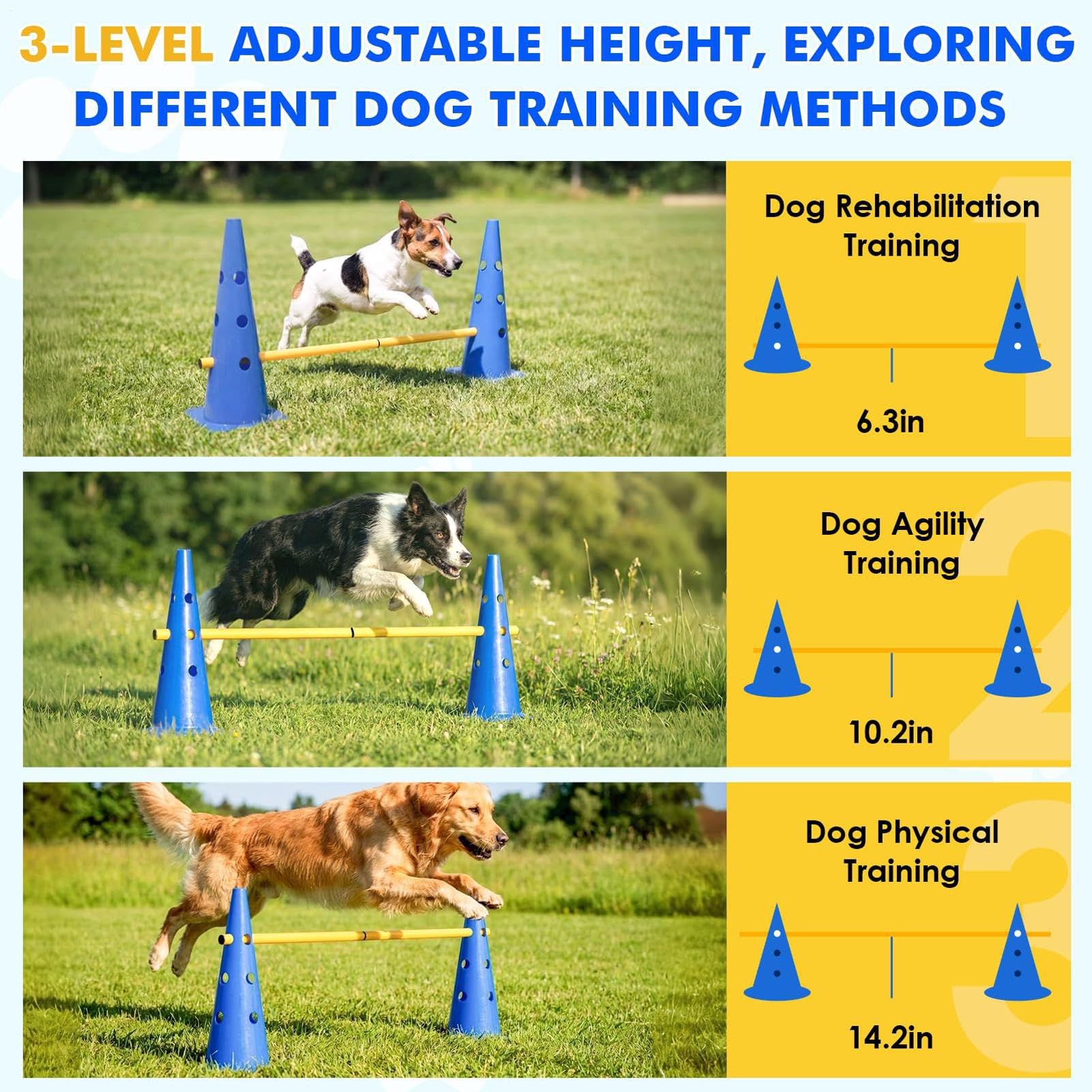 Sprzęt do treningu agility dla psów Przenośne akcesoria dla pupili | Zestaw płotków i pachołków agility dla Szczeniaka i na Zawody Zabawę Ćwiczenia w Domu na Zewnątrz w Parku