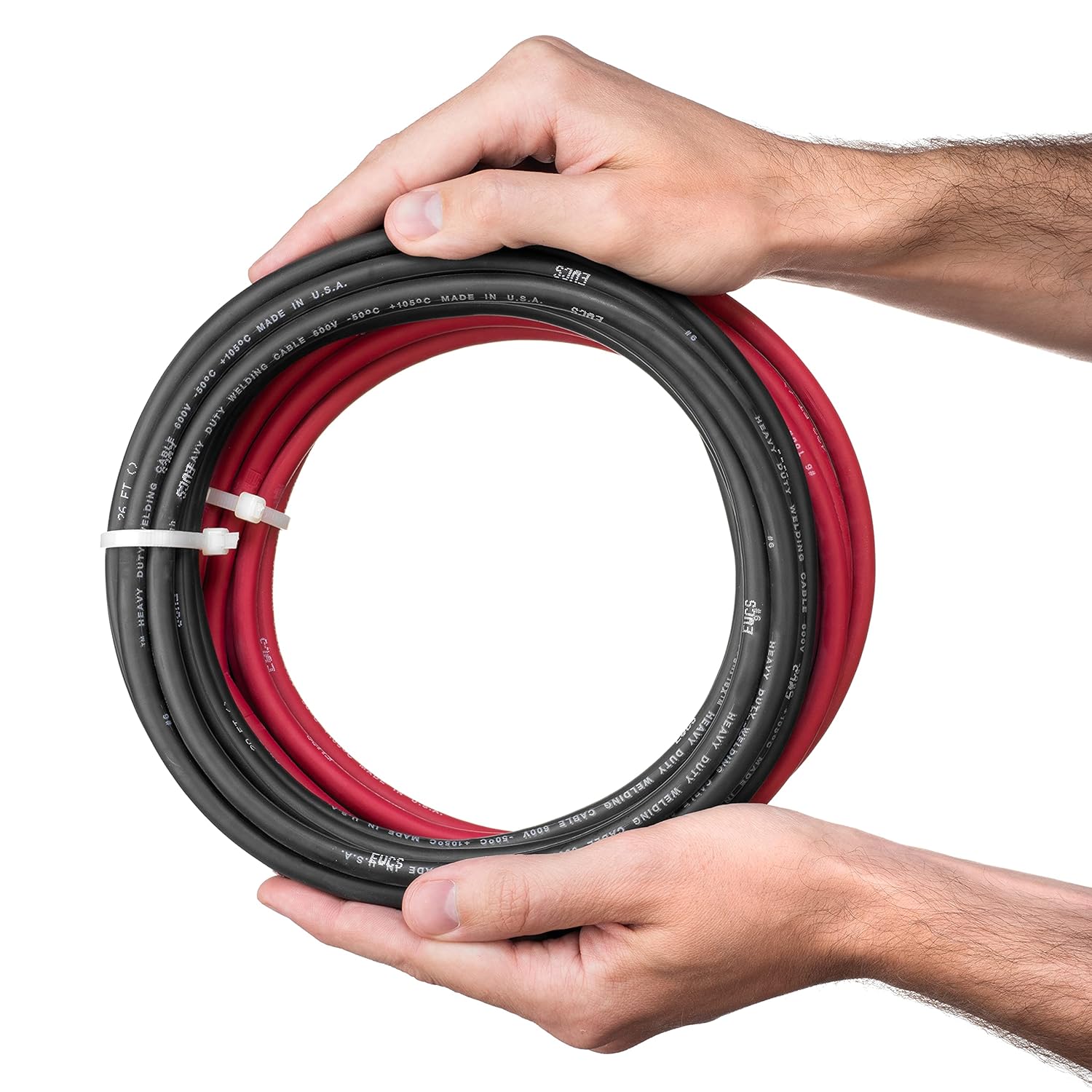 EWCS 6 Gauge Premium Extra Flexible Welding Cable 600 Volt Combo Pack - -15 Feet of Each Black+Red - Made in The USA