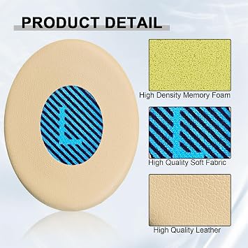 Replacement Earpads for Bose On-Ear 2 (OE2 & OE2i)/ SoundLink/SoundTrue On-Ear Headphones, Ear Cushions Headset Earpads Ear Cups Cover Repair Parts (Beige&Blue)
