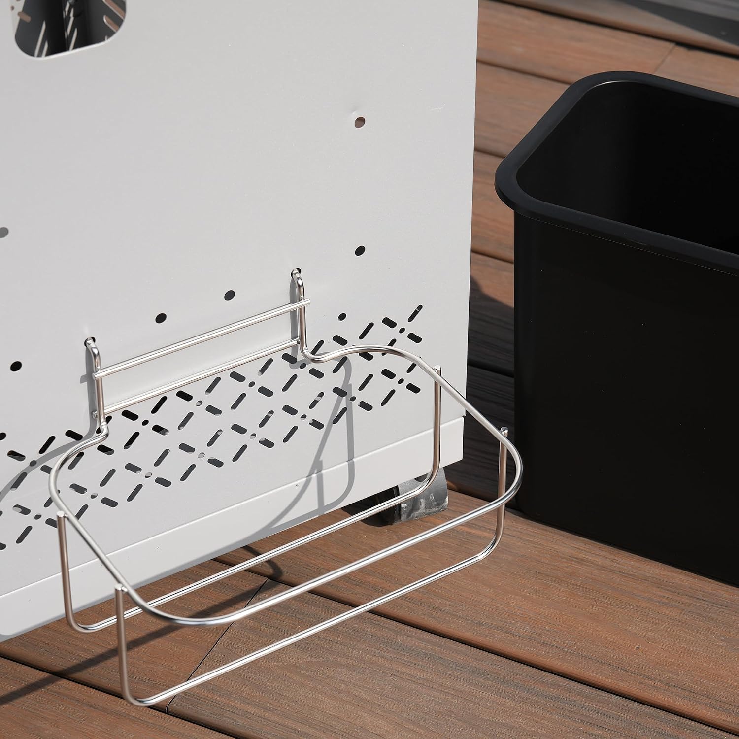 Monument Grills Wastebasket/Trash Can & Rack, Easy to Clean, Space-Saving, 3.43 Gallons, Black, for 4-Burner Mesa II Series, M2-415BZ, M2-410BZ, SKU A124