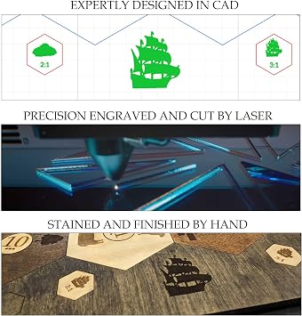 Personalized Wood Settler Game Board - 2-4 Players | Includes: Main Board | Compatible with Settler's of Catan