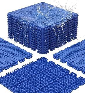 jxgzyy 20 PCS Basketball Court Tiles, Non Slip Outdoor Sport Court Tiles, 5/8 Inch Thick for Tennis Court Patio Porch Playground, 13.38" x 13.38", Blue