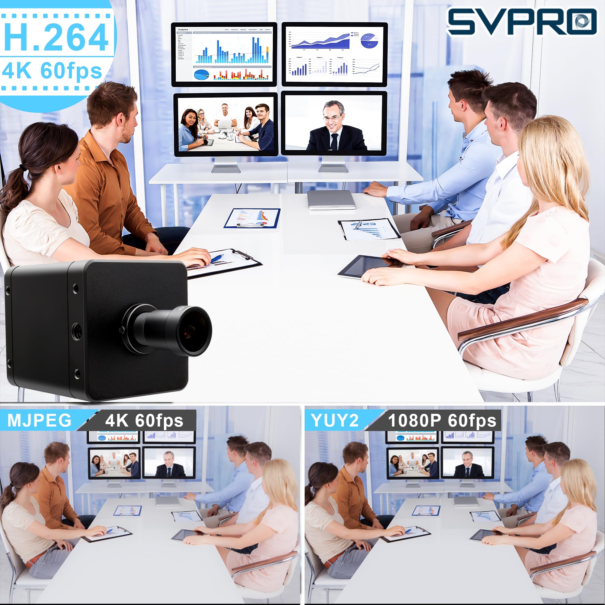 Svpro 4K 60 FPS USB 3.0 HDMI-Kamera, Webcam mit manuellem Fokus, 94° (H) 5mm-M12-Objektiv und Metallgehäuse, IMX678-UVC-Kamera für schlechte Lichtverhältnisse, kompatibel mit Windows, Linux OS