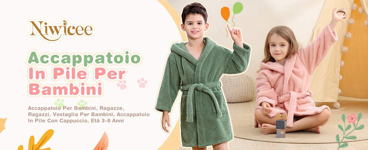 TEDD Ragazzi Accappatoio Bambini Ragazze Vestaglie con Cappuccio