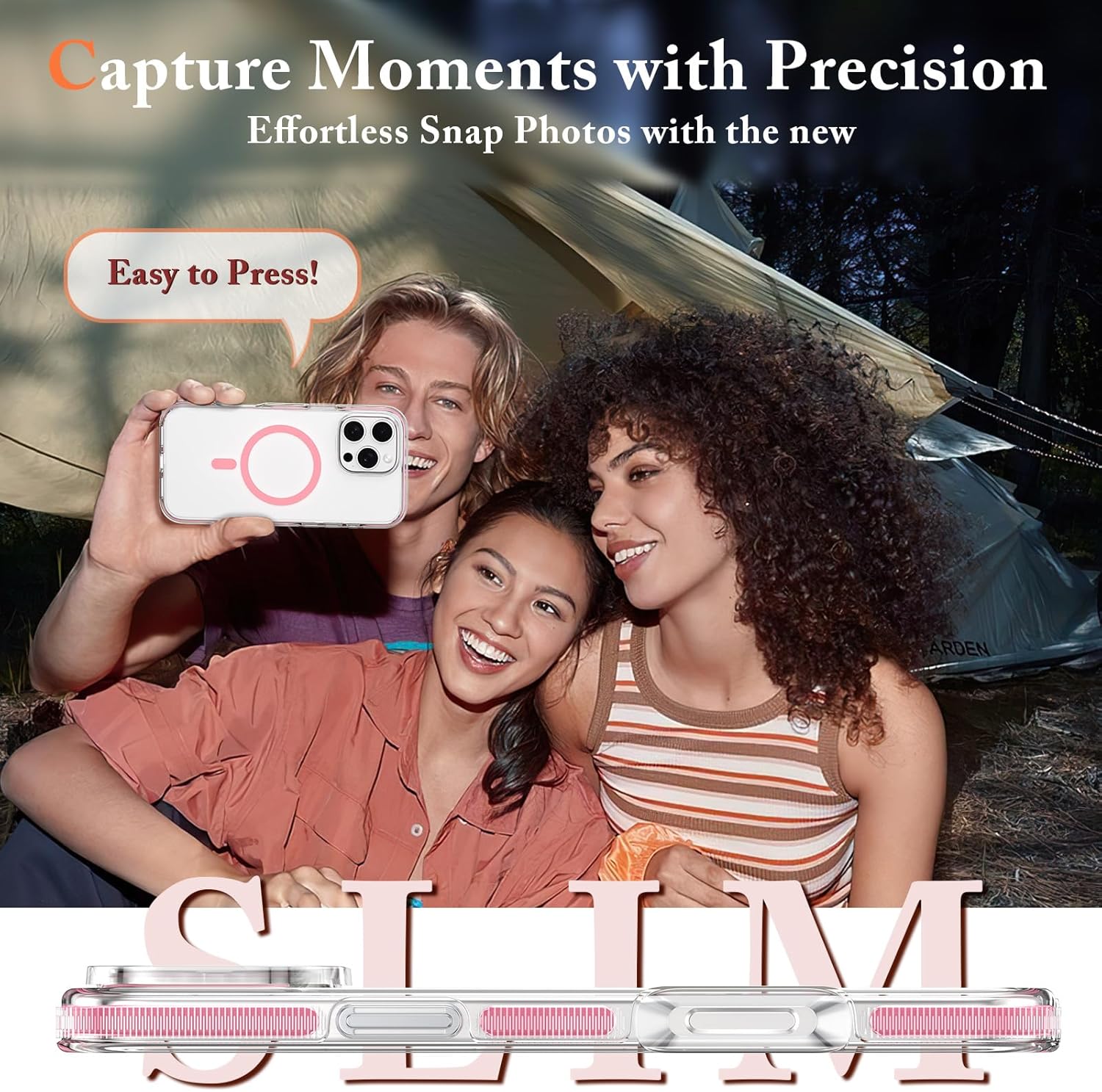 MATEPROX Magnetic Clear Compatible with iPhone 16 Pro Max Case[2024],[Compatible with MagSafe][Never Yellowing] Anti-Slip Military Protective Bumpers Cover 6.9" with Screen Protector-Pink - Image 7