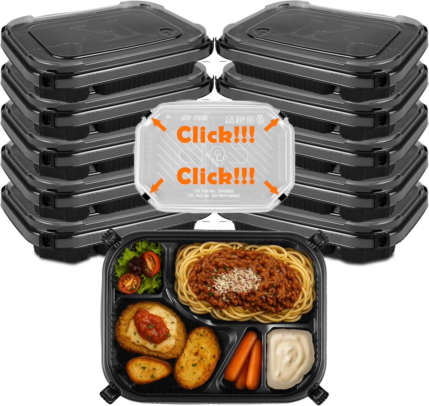 Amazon.com: RELOCKS 5 Compartment Food Prep Containers with Clear PET ...