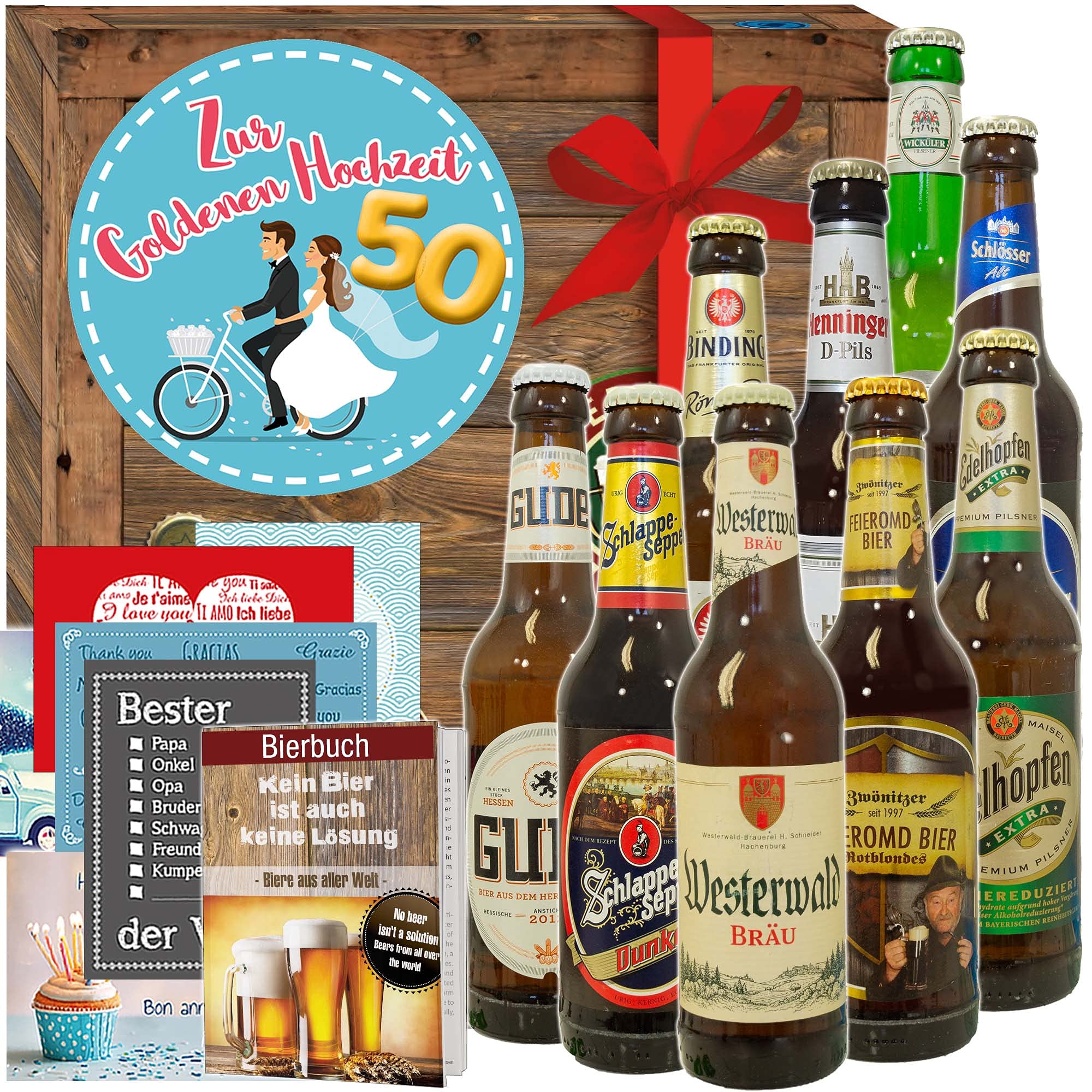 Zur Goldenen Hochzeit - Deutsches Bierset - goldene Hochzeit Geschenk