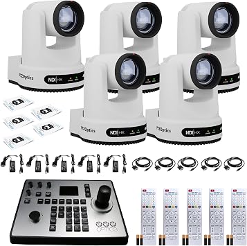 PTZOptics 5 x Move 4K SDI/HDMI/USB/IP PTZ Camera with 20x Optical Zoom White PT20X-4K-WH-G3 PT-Joy-G4 Joystick Controller