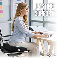Vista 2 de Samsonite Cojín de asiento de espuma viscoelástica, cojín ergonómico para silla de oficina, almohadilla de presión de coxis, soporte de coxis
