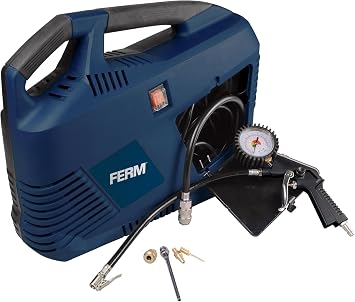 FERM Portable Electric Compressed Air Compressor - 1100 W - Max. 8 Bar - Oil Free - With Many Accessories