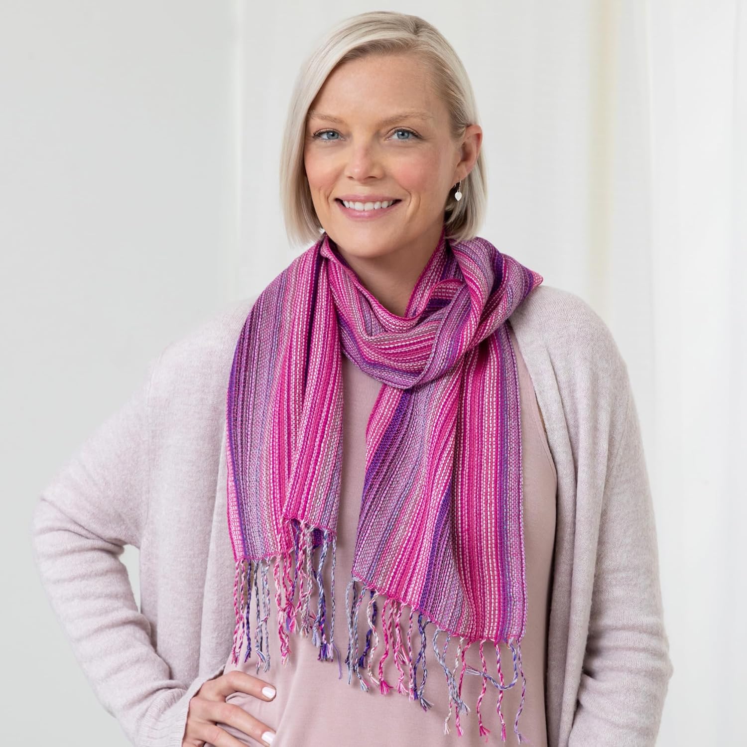 GreaterGood Hand-Loomed Colorful Lightweight Fashion Alpaca Scarf Fair Trade Hypoallergenic Soft Wrinkle Resistant Handmade Artisan Gift