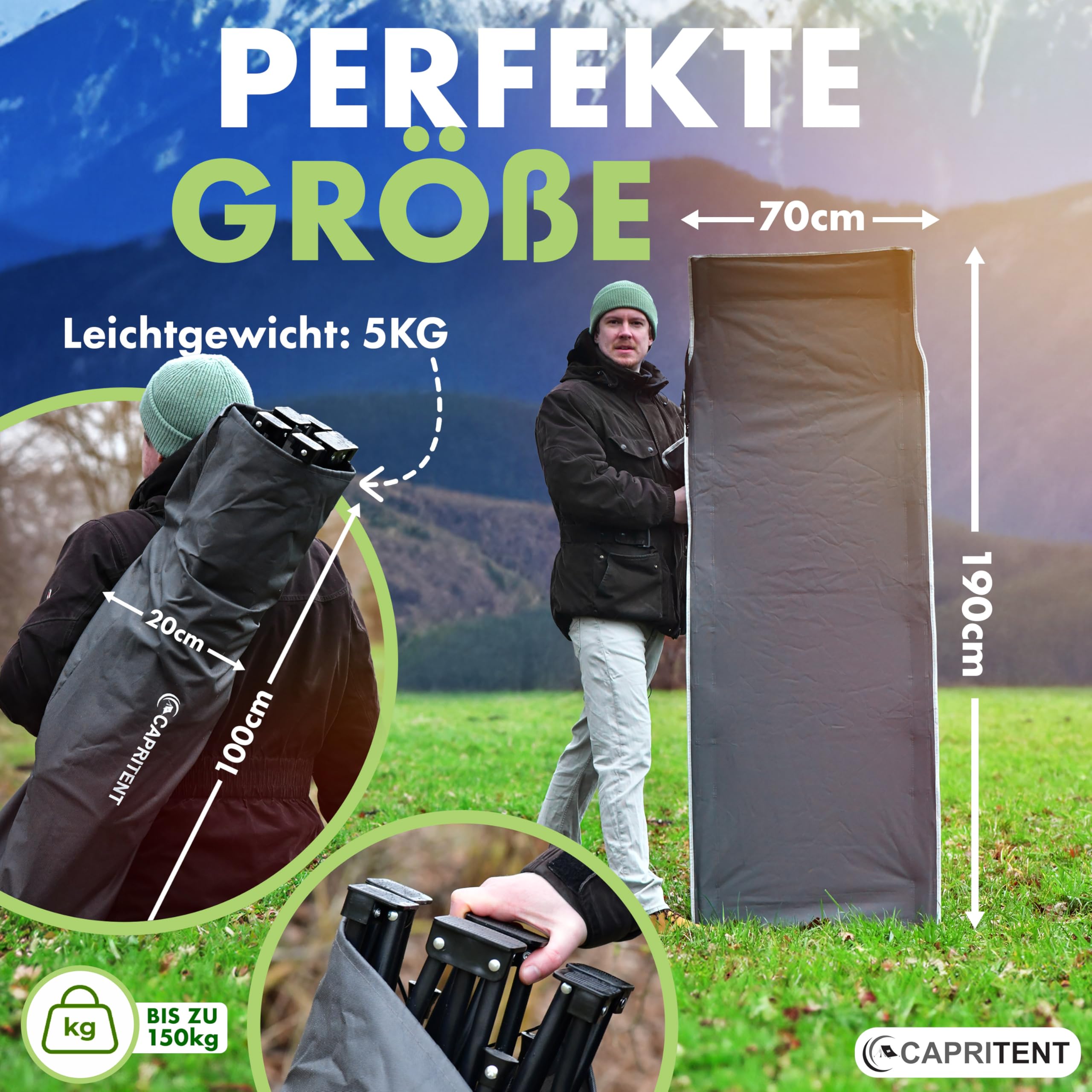 Feldbett klappbar 190x70 cm ultraleichtes Campingbett wetterfestes Klappbett inkl. Tragetasche für Camping Outdoor Angeln