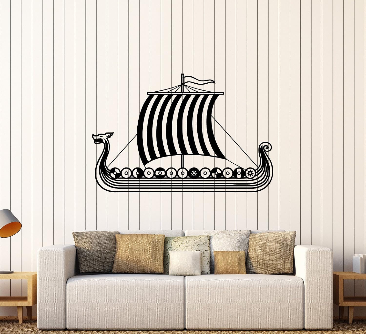 Vinyl Wall Decal Viking Ship Nautical Kids Room Stickers Mural (436ig) Pink