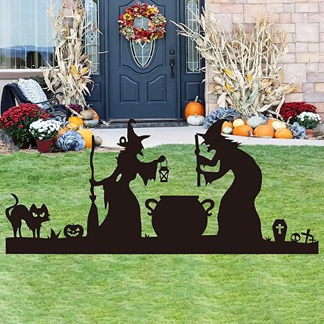 Amazon.com: CiniQy Halloween Witch Silhouette Yard Stakes - 7 Piece ...