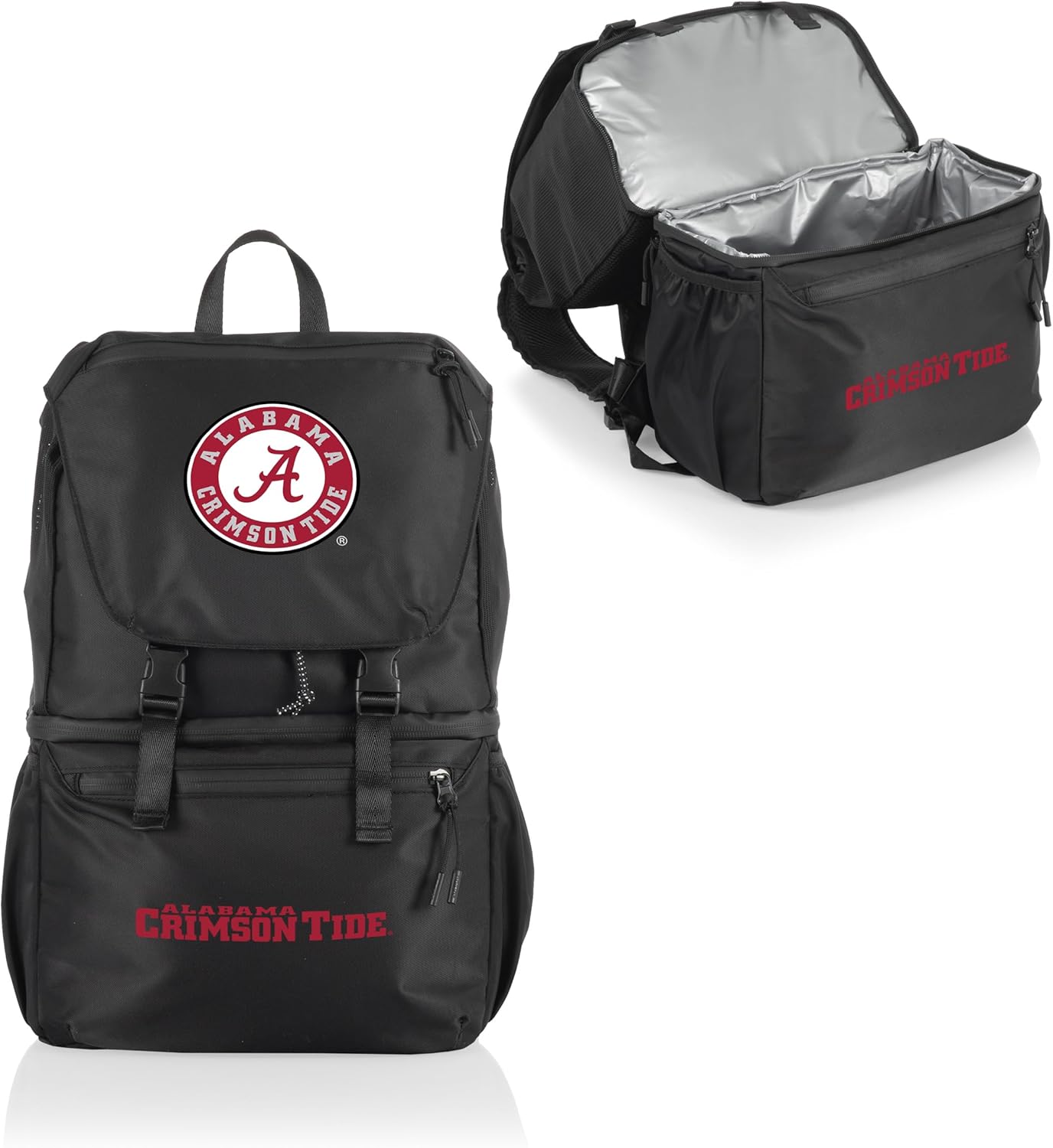 PICNIC TIME NCAA Alabama Crimson Tide Tarana Backpack Cooler Made with Recycled Material, Soft Cooler Backpack, Upcycled Cooler Bag, (Carbon Black)