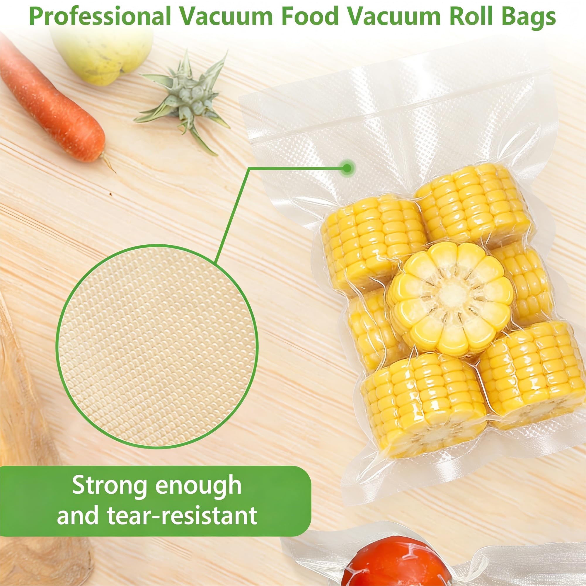 KitchenBoss Sac Sous Vide Alimentaire：10 Rouleaux Sachet Sous Vide Alimentaire, 20/28 x 300cm, Rouleau Sous Vide Alimentaire pour la Conservation des Aliments, Poche Sous Vide Alimentaire Gaufré - 3