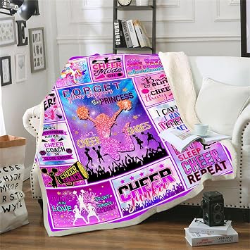 Cheerleader Blanket 60"x50", Soft Cozy Warm for Cheer Team, Girls Teens Kids - Cheerleading Gift for Couch Bed Sofa
