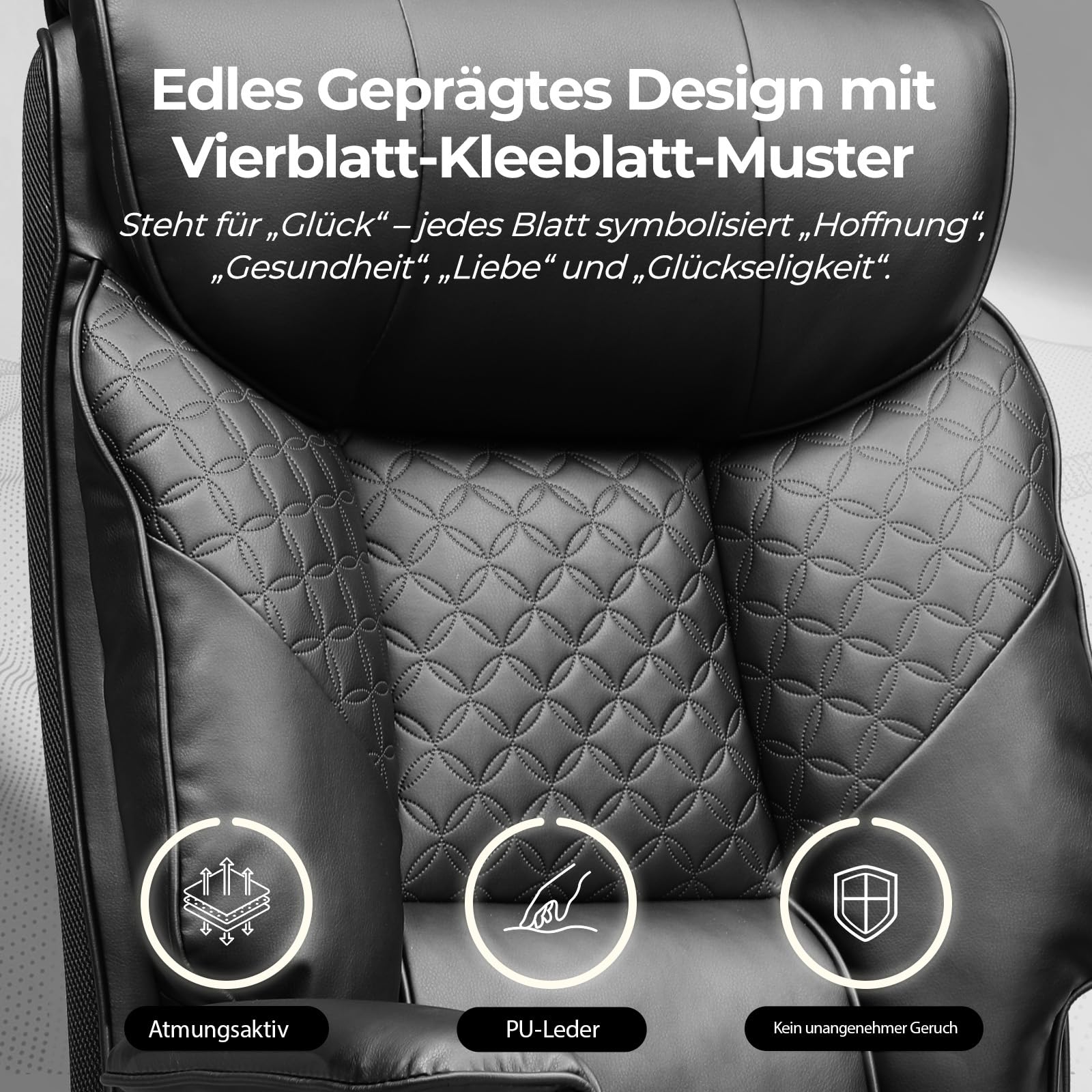COMHOMA Gaming Stuhl für Große und Schwere Personen, ergonomischer Bürostuhl bis 180 kg, 3D Sitzkissen, verstellbar mit Fußstütze, PU-Leder, hoher Komfort für Büro & Gaming Schwarz