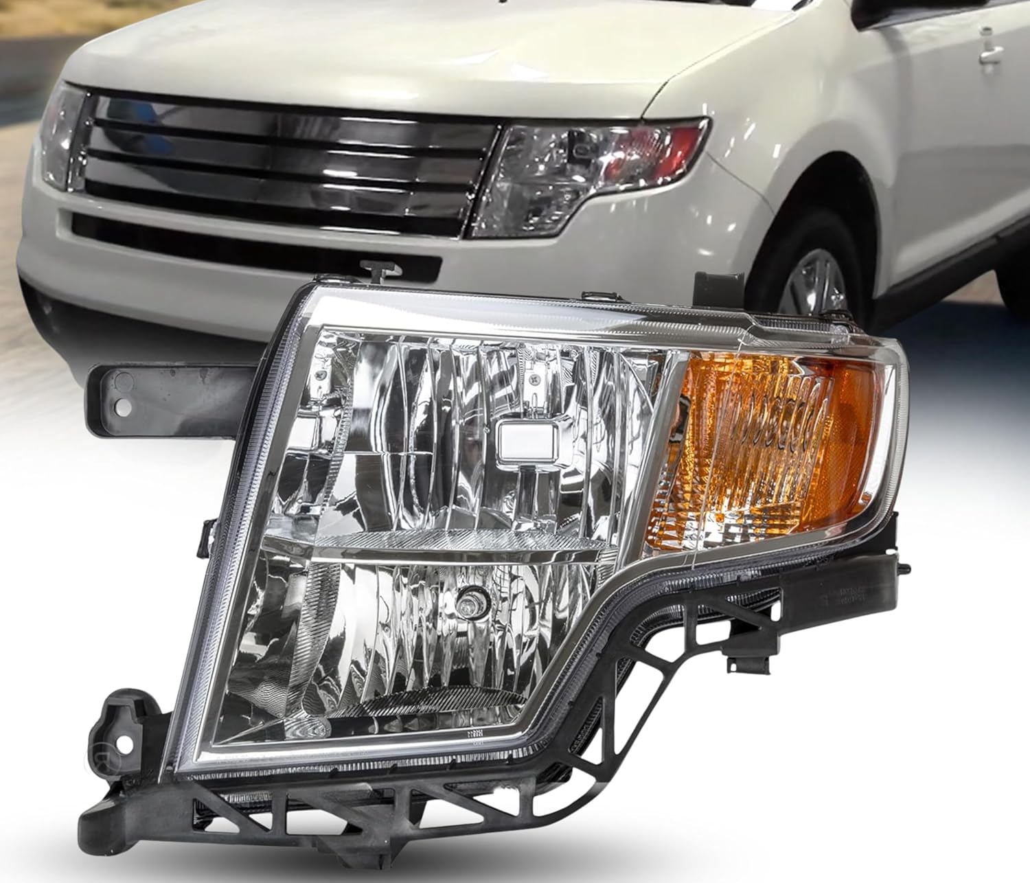 Compatible with Ford Edge SE/Limited/SEL 2007 2008 2009 2010 Headlight Assembly, W/Halogen Bulb, Left/Driver Side, CAPA Certified, FO2502228C