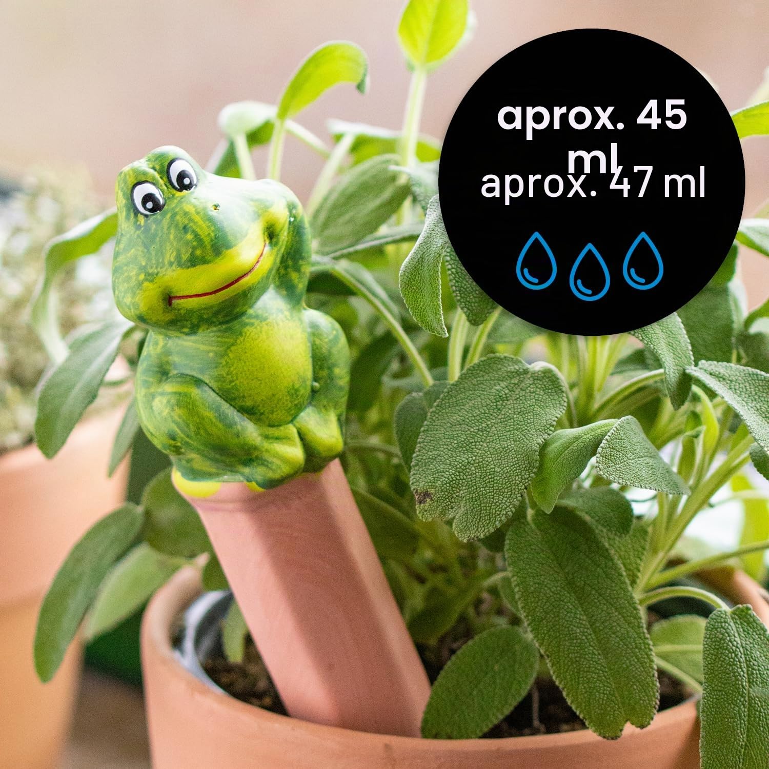 COM-FOUR® 3x Riego automático para plantas - Dispensador de agua para plantas - Conos de arcilla para regar flores (03 piezas - ranas)