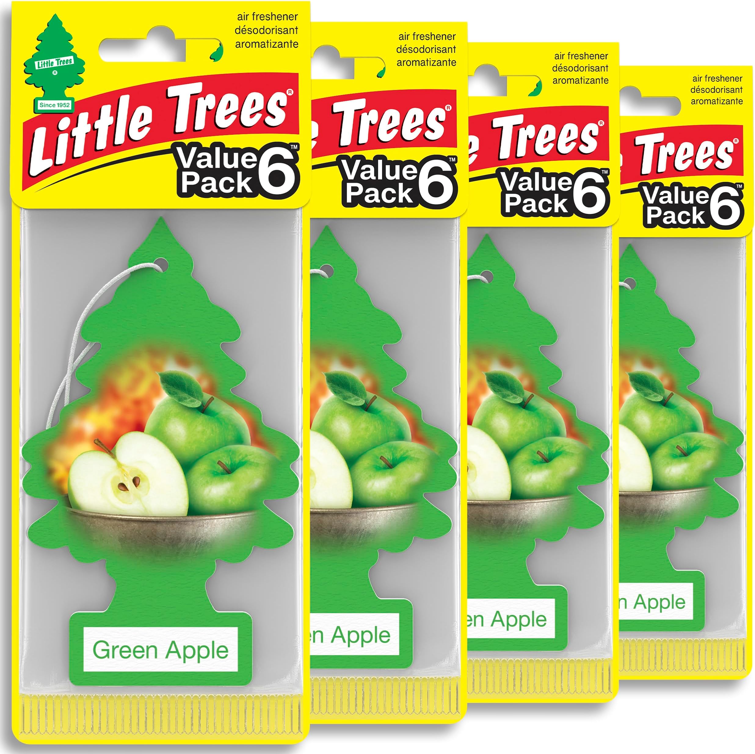 LITTLE TREES Car Air Freshener | Hanging Tree Provides Long Lasting Scent for Auto and Home | Green Apple, 24 Air Fresheners