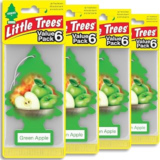 LITTLE TREES Car Air Freshener | Hanging Tree Provides Long Lasting Scent for Auto and Home | Green Apple, 24 Air Fresheners