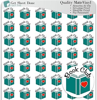 Book Club Stickers / 54 Fun Vinyl Stickers (1/2”) / Reading Read Gathering/Fun Me Time Self Care/Essential Productivity Life Planner Stickers/Bulleted Journal (Matte Vinyl, 1 Sheet)