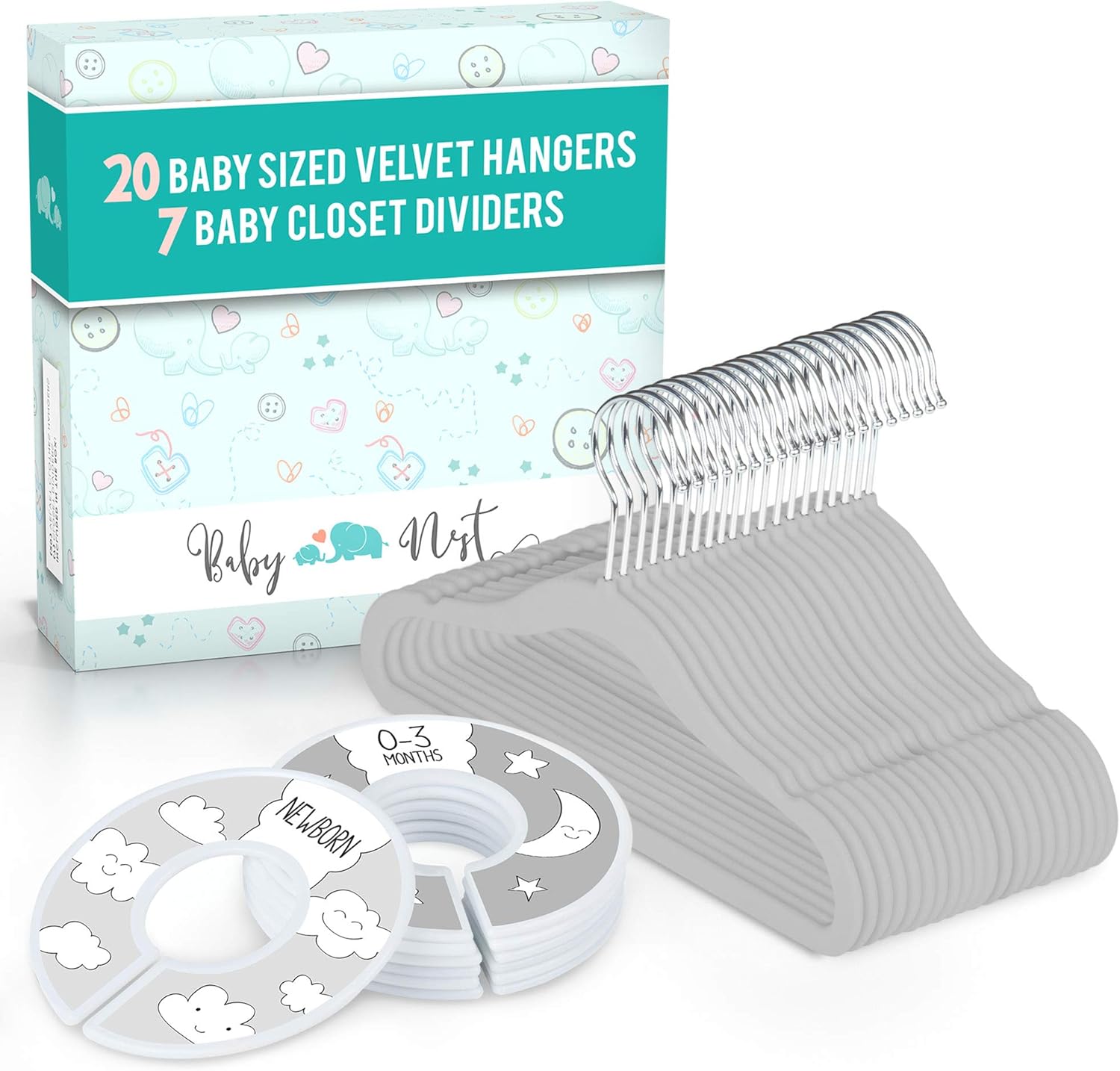 Baby Nest Designs 20x Baby Hangers for Closet with 7X Baby Closet