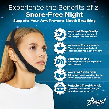 Snore Stopper - Anti Snoring Chin Strap for Men and Women CPAP Users - Chin Strap for Sleeping - Effective Snoring Solution for Excessive Snoring - Stop Snoring