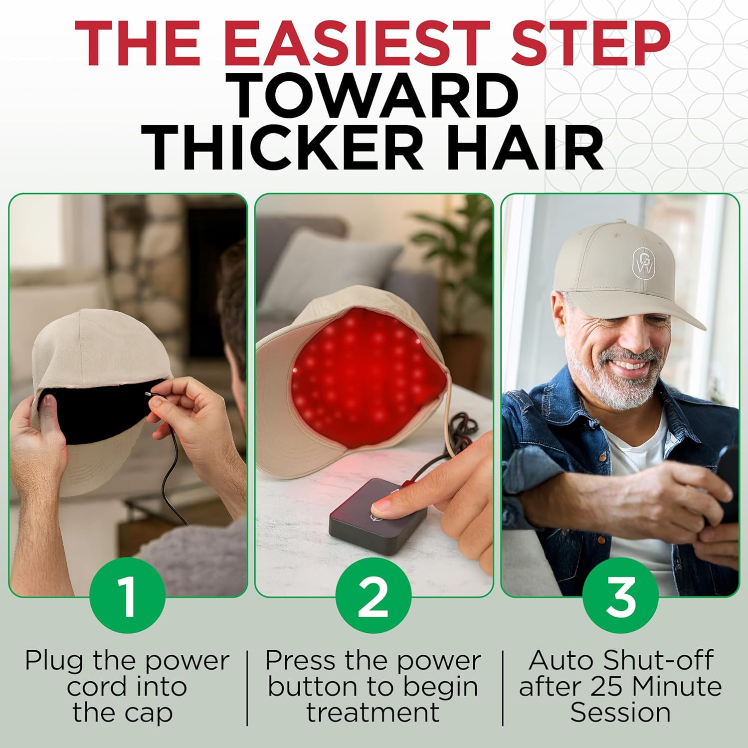 Red Light Therapy Hair Growth Cap – FDA Cleared Laser Treatment for Hair Regrowth and Reduced Shedding – LED & Laser Red Light Therapy Clinically Proven in Double-Blind Studies -Beige - Image 4