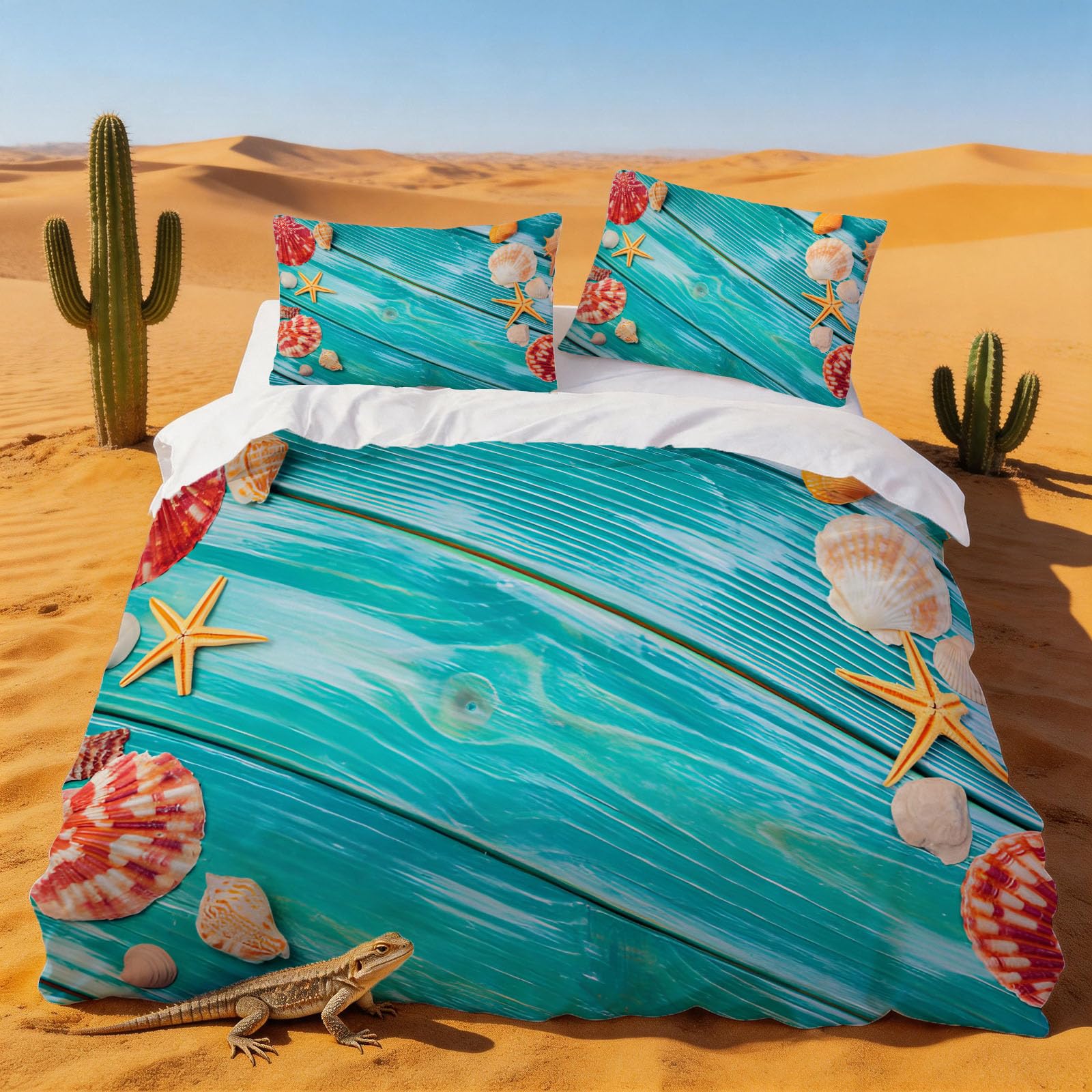 Housse de couette 200x200 imprimé étoile de mer en tissu microfibre doux haute densité